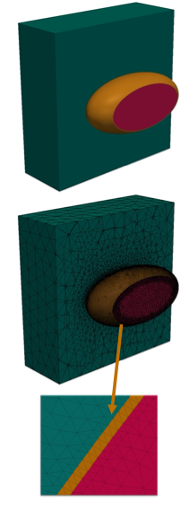 Figure 1: Model of a simplified cell geometry.
This model was difficult to mesh in other meshing
software but straightforward to mesh in Coreform Cubit.