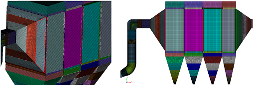 Figure 1: CFD mesh of Electrostatic Precipitator developed by Thermax in Coreform Cubit.