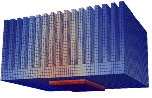 CPU cooler meshed in Coreform Cubit for a thermo-mechanics classroom simulation
performed by TU Graz students.