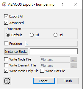 Advanced export options now defaults to Write Mesh Only File.